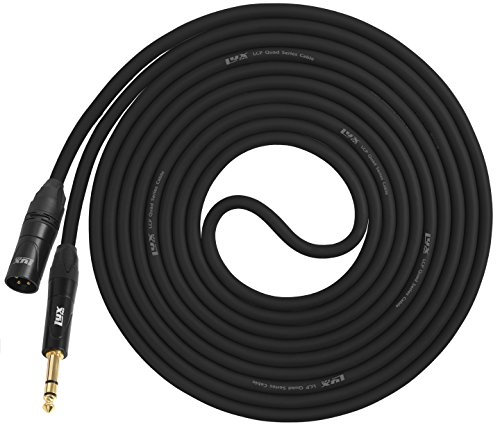 LyxPro - 3.0m - XLR Male to 1/4 TRS Star Quad Microphone Cable for High End Quality and Sound Clarity, Extreme Low Noise – Black