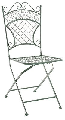 CLP Eisen-Klappstuhl Adelar im nostalgischen Design I Klappbarer Gartenstuhl mit edlen Verzierungen I erhältlich, Farbe:antik-grün