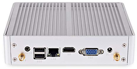 HSIPC New Broadwell i3 5005U Mini Box PC, Fanless PC, HTPC, Desktop PC 4G RAM 60G SSD with Rich IO: VGA HDMI LAN USB2.0 USB3.0, 1080P ., Sliver Aluminum Shell