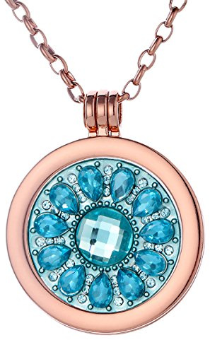 Morella Halskette Damen mit Anhänger und Coin 33 mm in Schmuckbeutel rosegold 70 cm Edelstahl