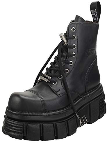 New Rock Donna New Mili Pelle Black Stivali 39 EU