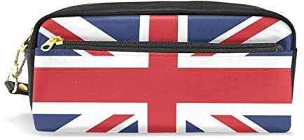 WowPrint UK Union Jack Flag Pencil Cases Large Capacity Zipper PU Leather Pencil Pouch Bag Multifunctional Stationery Cosmetic Makeup Bags