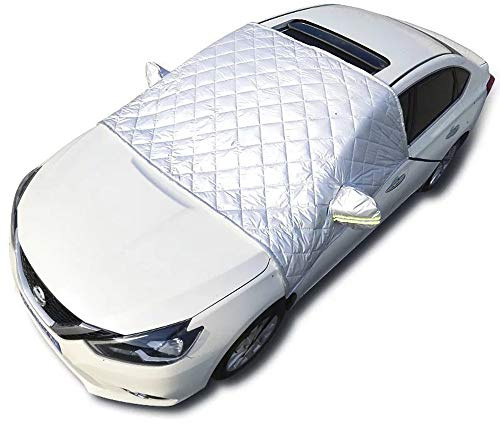 EXQUILEG Faltbare Abnehmbare Windschutzscheibe Abdeckung,Frontscheibenabdeckung Auto Eisschutzfolie,Sonnenschutz Scheibenabdeckung 148x240cm- Auto, SUV universal