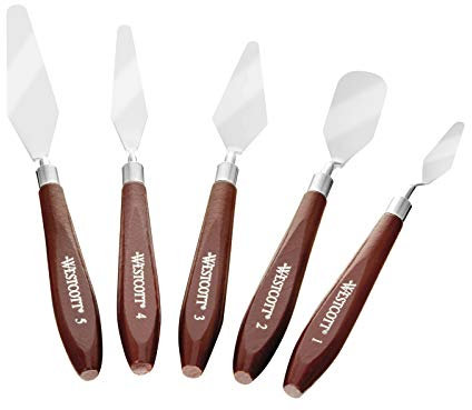 Westcott E-40200 00 Malspachtelset, 5-teilig, rostfreier Stahl, braun/silber