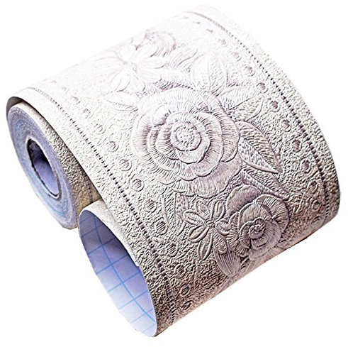 Elegante weiße Blumenbordüre zum Abziehen und Aufkleben, abnehmbar, 3D-Muster, Wandaufkleber, 10 cm x 5 m