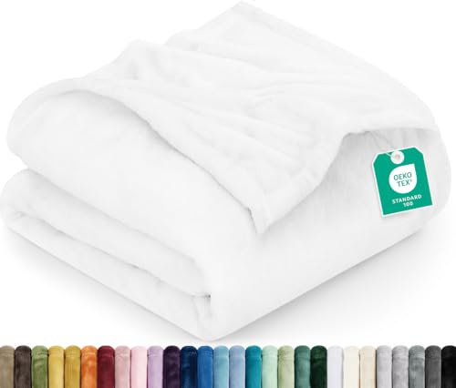 Utopia Bedding King Fleece Blanket 259x228cm 300GSM – Extra Large Soft Fluffy Versatile Luxury Decorative Throws For Sofa, Bed & Settees – Warm Breathable Cosy Gift For Men & Women, White