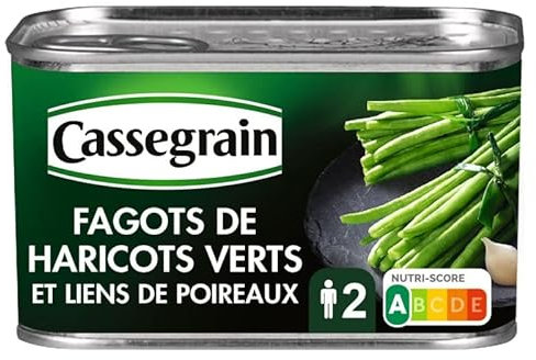 CASSEGRAIN - Fagots De Haricots Verts Extra Fins Et Son Lien De Poireau 220G - Lot De 4