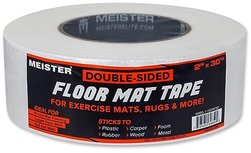 Meister Double-Sided 2 Floor Mat Tape - Secures Exercise Mats & Rugs in Place