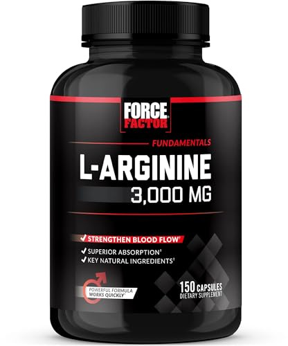 Force Factor L-Arginine 3000mg, Nitric Oxide Supplement, 150 Capsules