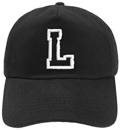 Unisex Jungen Mädchen Mütze Baseball Cap Schwarz Hut Kinder Kappe Alphabet A-Z (L)