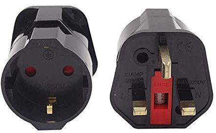 Universal Power Adapter - EU to UK Plug Converter, 250V 16A, International Travel Adapter
