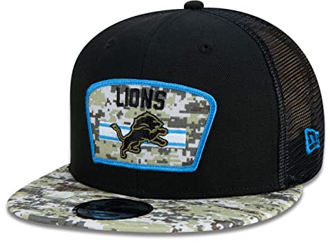 New Era Detroit Lions NFL On Field 2021 Salute to Service Black 9Fifty Snapback Cap - One-Size
