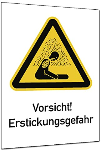 Vorsicht! Erstickungsgefahr ISO 7010, Kombischild, Kunststoff, 210x297 mm
