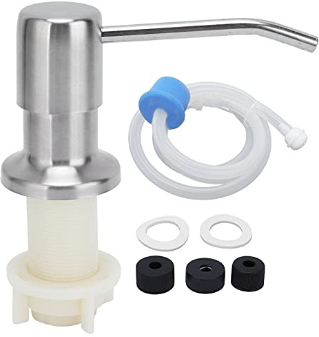 Kit de Tête de Pompe à Savon Évier de Cuisine en Acier Inoxydable Distributeur de Liquide Intégré avec Tube D'extension
