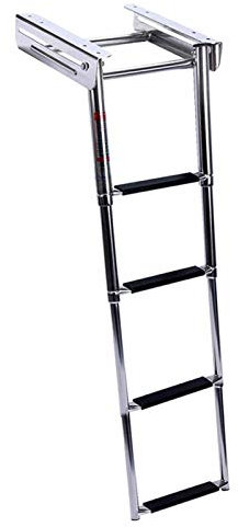TYXTYX Foldable Platform Slide Mount Boat Boarding Ladder for Pontoon, Yacht, Swimming Pool, Outboard & Boat Dock - Stainless Steel, Load 150kg (Size : 4-Step)