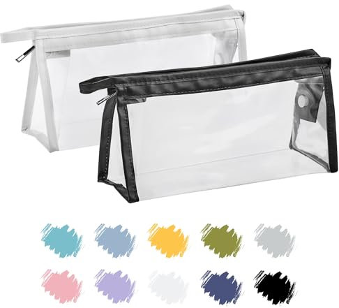 Soul Projekt Weiß Schwarz Federmäppchen Durchsichtige, Aesthetic Mäppchen PVC Frauen, Kosmetiktasche, Pencil Case, Federmappe für Kinder, Damen, Pinseltasche Schule, Toilettenartikel Kosmetiktaschen