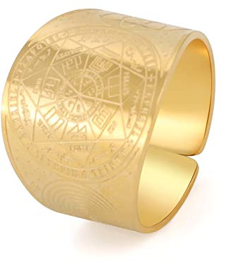 SIPURIS Seals of The Seven Erzengel, Herrenringe, Siegel des Salomons, verstellbarer Siegelring, Amulett, Kabbala, Edelstahl, Statement-Bandring, Schmuck für Männer und Frauen, 8, Edelstahl, kein