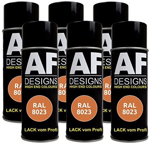 Alex Flittner Designs Lackspray RAL 8023 ORANGEBRAUN matt 6x 400ml Spraydose Buntlack Autolack