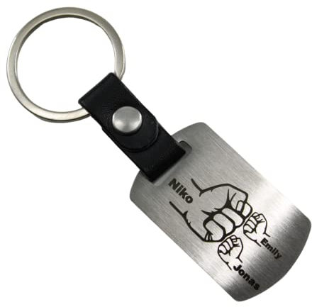Generisch Schlüsselanhänger Faust personalisierte Gravur Edelstahl (2 Kinderfäuste DogTag)