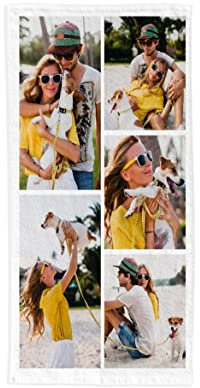 Toalla de Playa Personalizada con Foto y Texto. Toalla Collage de Fotos. Toalla Piscina, Toalla baño 100x150 cm.| E&B PORRAS (5 Fotos)