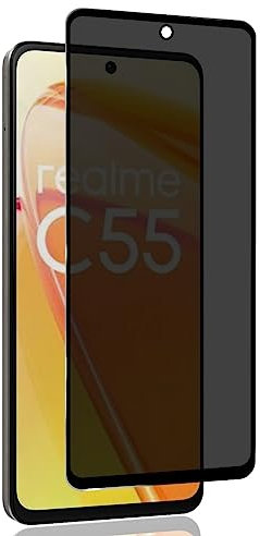 Yiunssy Protector de pantalla Privacidad para Realme C55 Cristal Templado, Cobertura Completa/Dureza 9H,Anti Espía Privacy Vidrio Templado para Realme C55