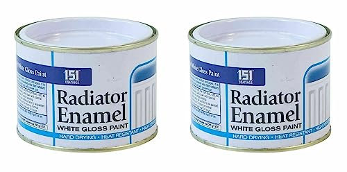 PNJB, 151 Coatings Paint Primer Metallic Gloss Matt 180ml, Non-drip Gloss Paints, Hard Drying, Hard Built, And High Performance (Radiator Enamel White Gloss, Pack of 2)