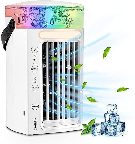 Mini Ventilateur USB - Portatif 4-En-1 Climatiseur De Table, Dispositif De Refroidissement Personnel Climatiseur Eau, Pour Bureau, Voyage, Camping