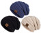 Hatromm Slouchy Mütze Damen Winter 3 Stück, Beanie Mütze Damen Herren Übergroß Warmer Strick, Damen Mütze Winter Dick für Kaltes Wetter(Schwarz+Haferflocken+Denim)