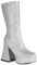 NMMAX Donne Oro Paillettes Stivali Piattaforme Super High Chunky Tacchi Rosa Mid-vitello Stivali Gothic Zipper Donna Argento Glitter Scarpe, argento, 39 EU
