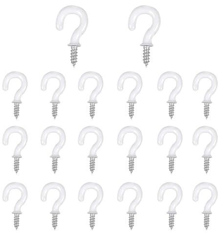 Aoktorkit 20 Pcs Screw in Hooks, White Cup Hooks, Screw Hooks for Wood Hanging Plants Home Organization,1