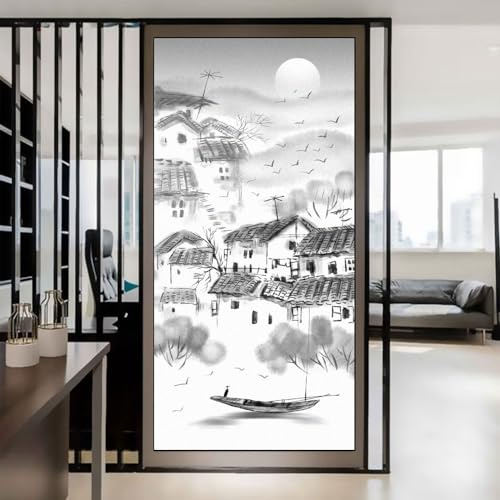 Pintura de tinta, película esmerilada de privacidad para ventana, control de calor, bloqueo UV, calcomanías estáticas para ventana, decoración de ventanas, 19.7 x 78.74 pulgadas (50 x 200 cm)