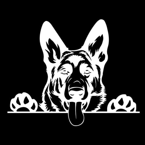 Autoaufkleber 15cm Weißer Deutscher Schäferhund Aufkleber German Shepherd Car Sticker Haustier Hund Wasserfester Aufkleber Weißer German Shepherd Lustige Auto Aufkleber Stoßstange Heckscheibe Dekor