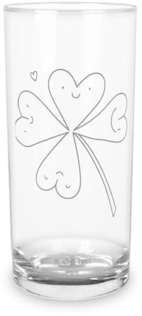 Mr. & Mrs. Panda Wasserglas Blume Kleeblatt 400 ml - Geschenk, Blumen Deko, Pflanzen, Neuanfang, Wasserglas Für Büro, Glas Für Esstisch, Motivation,