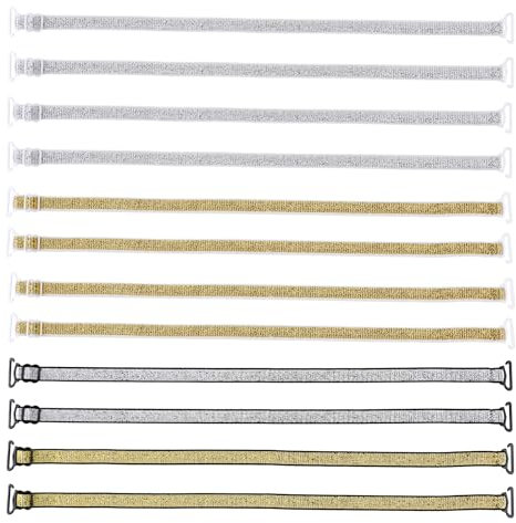 6 Paar Ersatz Glitzer BH-Träger Sexy Strass BH-Schultergurt rutschfeste Damen BH-Träger Elastisch Bra Straps Verstellbar Unterwäsche Gurt Ersatz Schulter (1,2 cm)