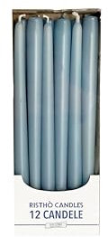 Konische Kerzen, Dusty Blue, Durchmesser 2,2 cm, Höhe 30 cm, 12 Stück