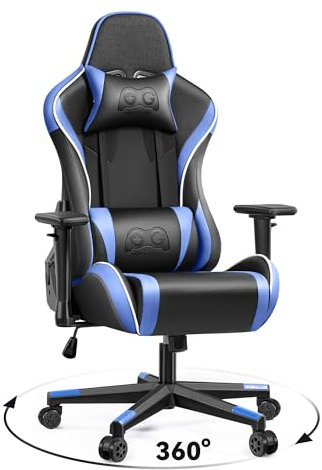 OneGame Chaise Gaming, Siege Ergonomique pour Ordinateur Accoudoirs 3D Bureau Gaming Dossier Haut réglable avec Support Lombaire Bleu