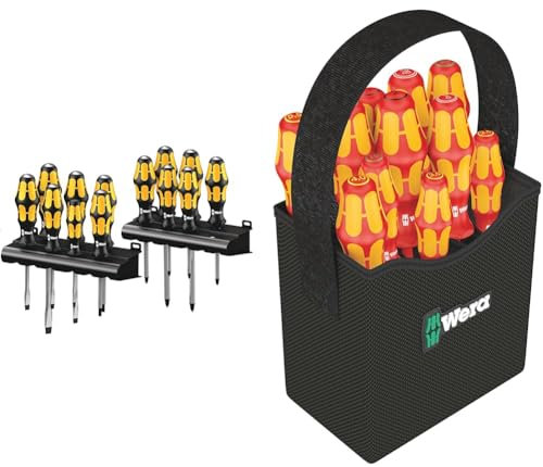 Wera 05133285001 Screwdriver Set Kraftform Big Pack 900, Silver, 13 pieces & Kraftform 2go 100 VDE 1000v screwdriver Set in Tool Quiver, PH/PZ/TX/SL, 12pc, 05004310001, Rot
