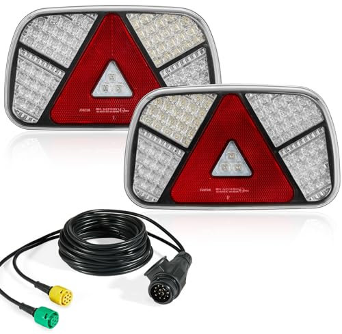 SPARKMOTO Kit Feu Remorque LED Avec Faisceau 13 Broches Câble 4m, Jeu de Feux Arriere Remorque 7 Fonction,Kit Éclairage Remorque Led 13 Broches 12V