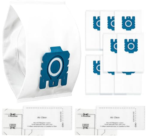 8 Pack 3D Vacuum Cleaner Bags,for Miele Hoover Bags,Compatible with Miele GN Airclean Efficiency Dust Bags Classic C1, Complete C2 C3, S400, S600, S800, S2000, S5000, S8000 Series,2 Air Clean Filters