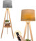 Generic Modern Vintage Art Deco Floor Lamp - Grey Wood & Linen Fabric - LED Bulb - Remote Control - Indoor Use