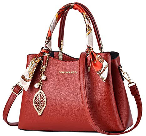 Schultertasche UmhäNgetasche Damen Schwarz Damen Messenger Tote Bag Handtasche Umhängetasche Karten Etui Bauchtasche Diebstahlsicher (Red, One Size)
