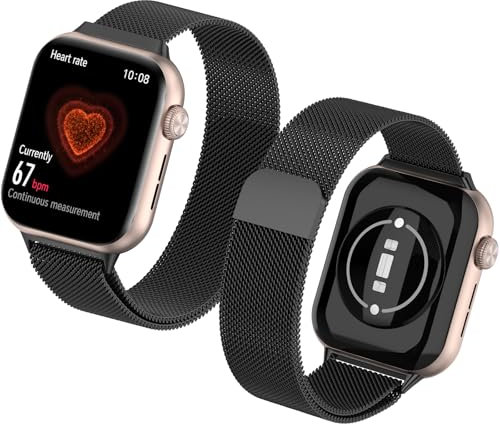 Haofun Metall Ersatzarmband für Honor Watch 5 Armband Damen/Herren, One-Click Magnetisch Einstellbar Armbänder aus Edelstahl für Honor Watch 5 - Schwarz