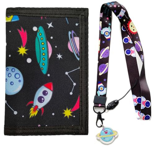NHPY 1 Stück Geldbeutel Kinder, brustbeutel Kinder Portemonnaie Jungen, Weltraum-Muster