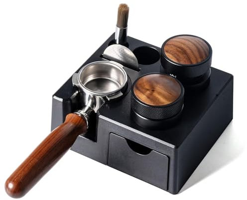 MsisieIve Tamper Station für Barista (51-58mm), Schwarz Tamperstation aus ABS, Kaffee Tamping Station,Einstellbar Coffee Tamping Station,Espresso Station für Barista Zubehör(Schwarz)