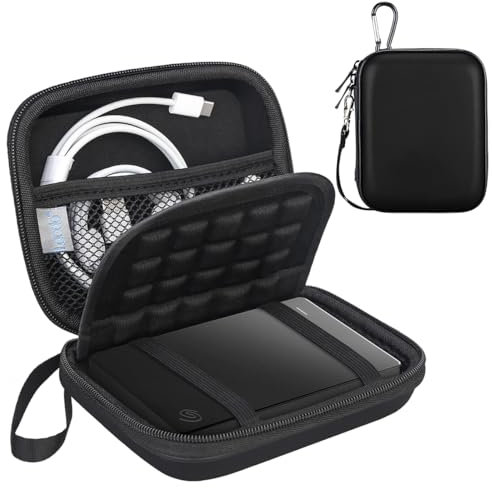 Lacdo Fundas para Discos Duros Externos para Seagate Portable Disco Duro Externo, Toshiba Canvio Basics/Flex WD Elements/My Passport Disco Duro Externo HDD Case 1TB 2TB 4TB 5TB 6TB, Negro