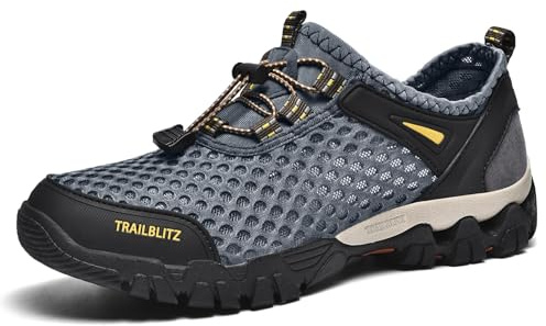 TRAILBLITZ Water Shoes Mens Aqua Beach Swim Shoes for Swimming Pool,Grey 10.5