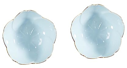 FONDOTIN Soucoupe à Condiments Fleurie en Céramique, Lot de 2, Bleu | Snacks et Épices, la Cuisine et Fête, Maintien des Sauces, Tri de Plusieurs Assaisonnements