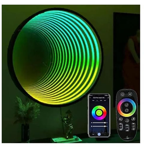 KEuLen 3D-Spiegellicht, Unendlichkeitsspiegel, 3D-Spiegel-Licht mit Fernbedienung, 358 magisches Licht, mehrfarbig, Farbwechsel, RGB-Farbwechsel (B, 30 cm/11,81 Zoll)
