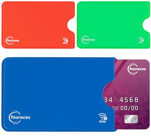 fouraces 3x porta tessere carte di credito con protezione RFID - proteggi tessera, schermato - per bancomat, blocking, protection