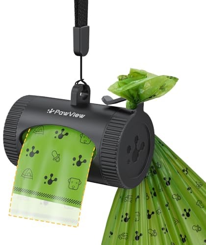 PawView aufrollbarer Hundekotbeutelspender,kotbeutelspender klein,wasserdicht und robust,Hundekotbeutelhalter für gürtel,Leine,Schwarz DE